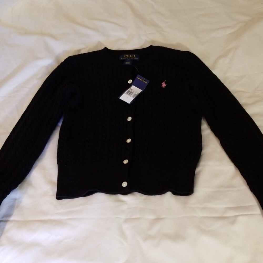 Girls Black Ralph Lauren Polo Cardigan sz 8/10
